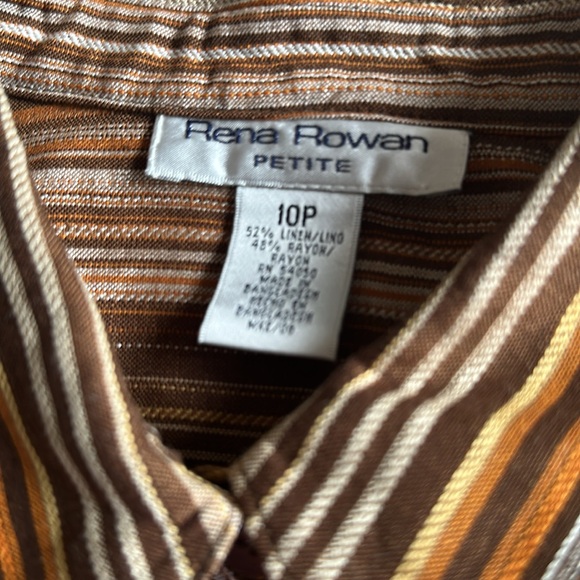 NWT Rena Rowan Linen Top Bark Multicolor 10P - Picture 11 of 13